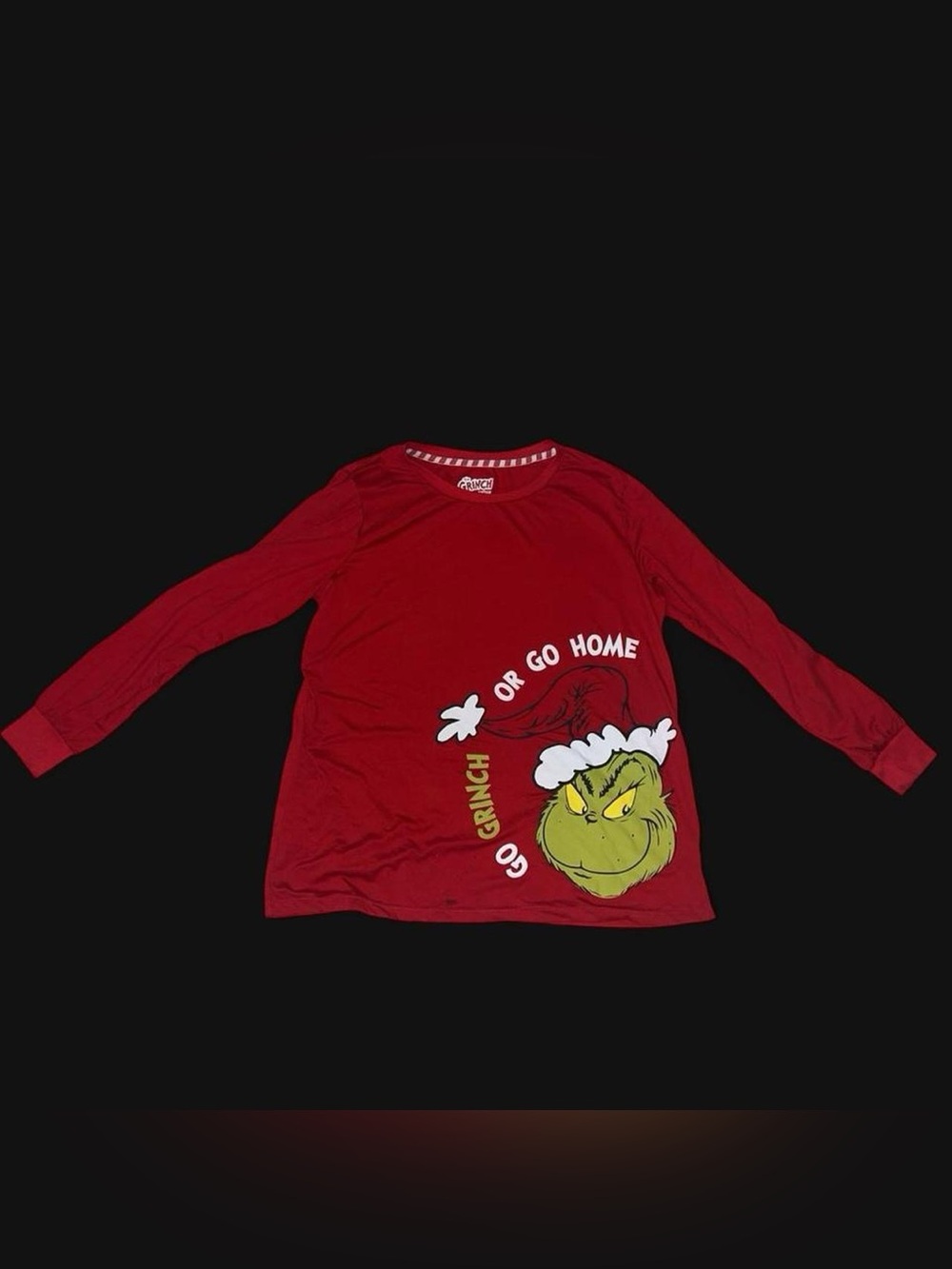 Dr. Seuss Red Long-Sleeve Shirt with Grinch Graphic